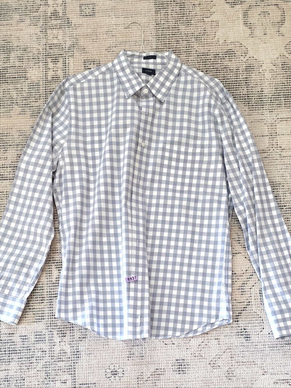 Light Blue Check Cotton Button-Down Shirt - J CREW Slim